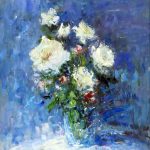 C. Giner "Bouquet en azules y blancos" (61x38cm.) Óleo 900€