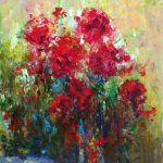 C. Giner "Rosas rojas" (73x50cm.) Óleo. 1.200 €
