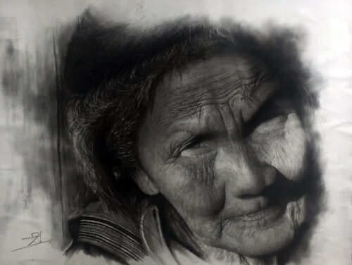 Luam - Anciana - Grafico y carboncillo - 63x49 - 700,00€